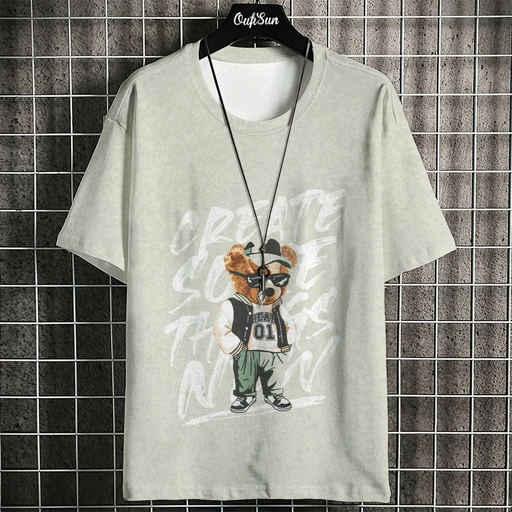 

Summer New Men's Sports Fashion Casual Short Sleeve T-Shirt Multi-color Comfortable Breathable Retro Cat Pattern Short Sleeve