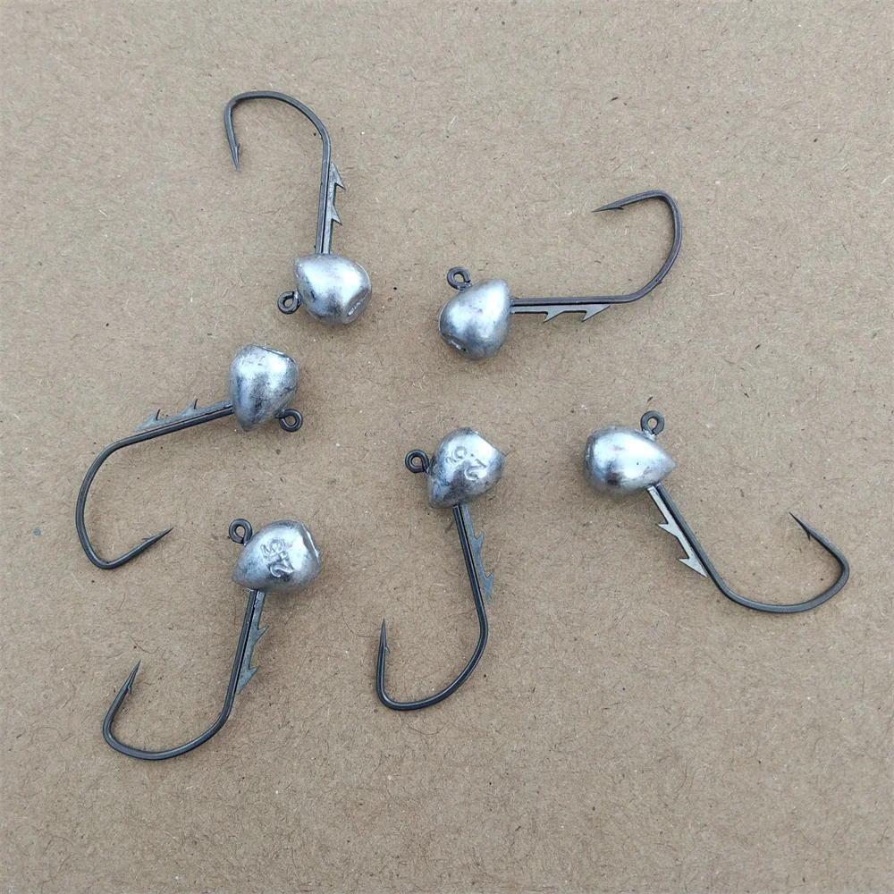 Swolfy 30pcs 1.5g 2.5g 3.5g 5g Micro Jig Head Fishing Hook Fishing Hook Mini Crank Jig Fishhook Soft Lure Fishing Tackle