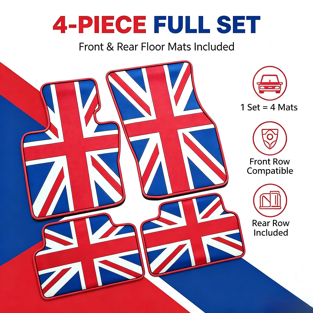 Rubber Floor Mats for MINI Cooper F55 5-Door Hatch 4 PCS Full Set Front Rear All Weather Waterproof LHD 2 Colours