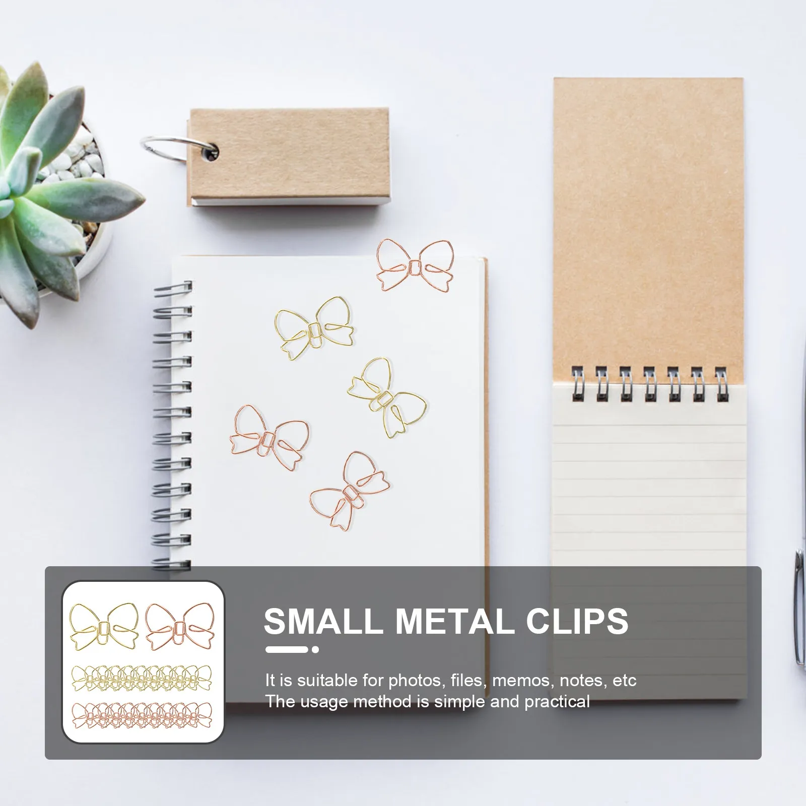 20Pcs Delicate Bowknot Metal Paper Clips Multi-Functional Office Document Clips Exquisite Craftsmanship for Memos Notes Files