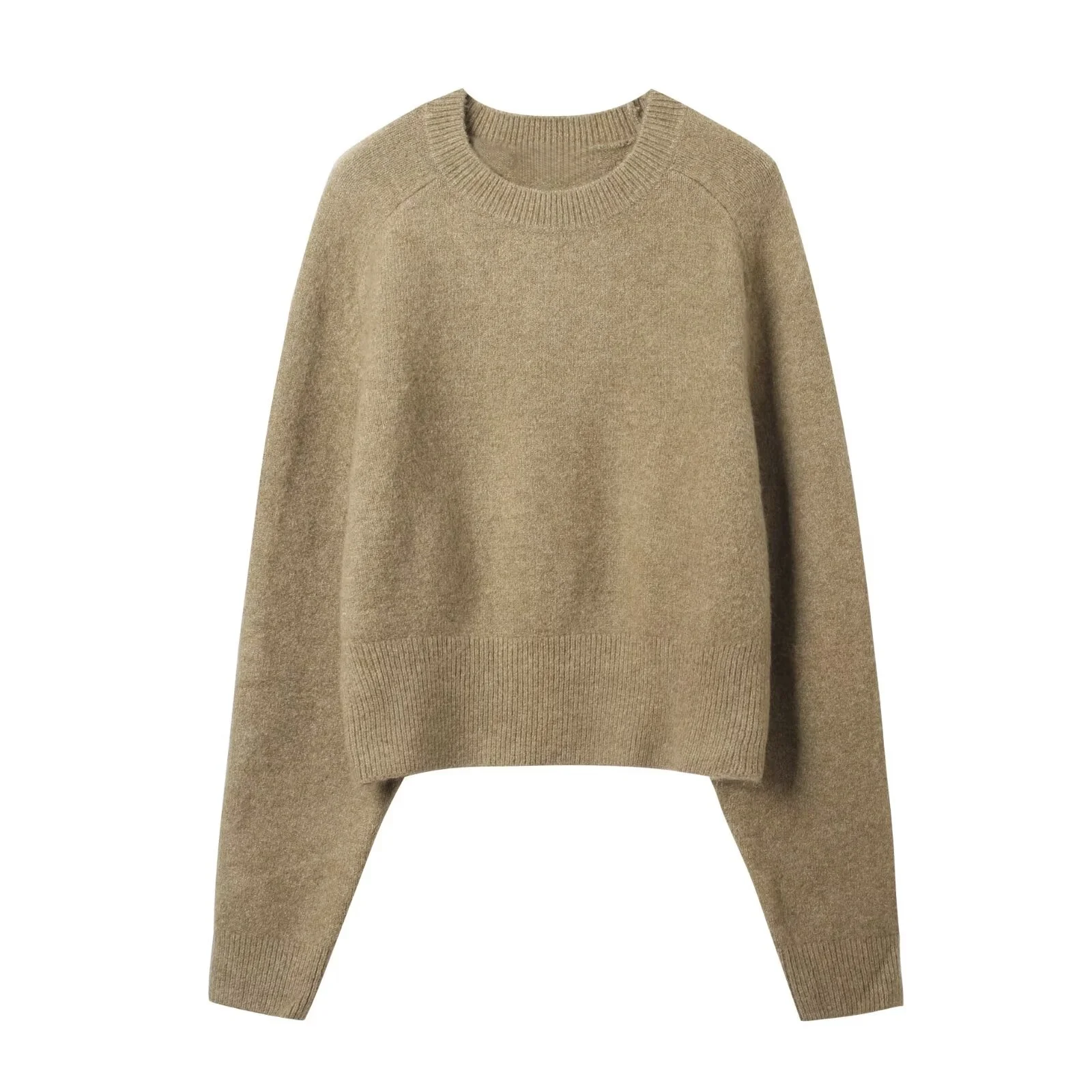 

Осень/зима 2022, новый женский повседневный модный простой круглый вырез с длинным рукавом, мягкий вязаный короткий пуловер, топ