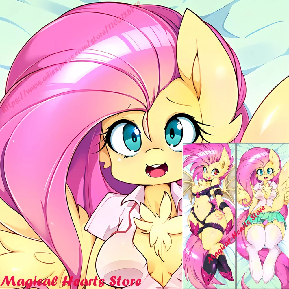 

Подушка для тела Dakimakura Flutterbat Fluttershy MLP, мягкое постельное белье с боковым принтом, наволочка Otaku, подарки