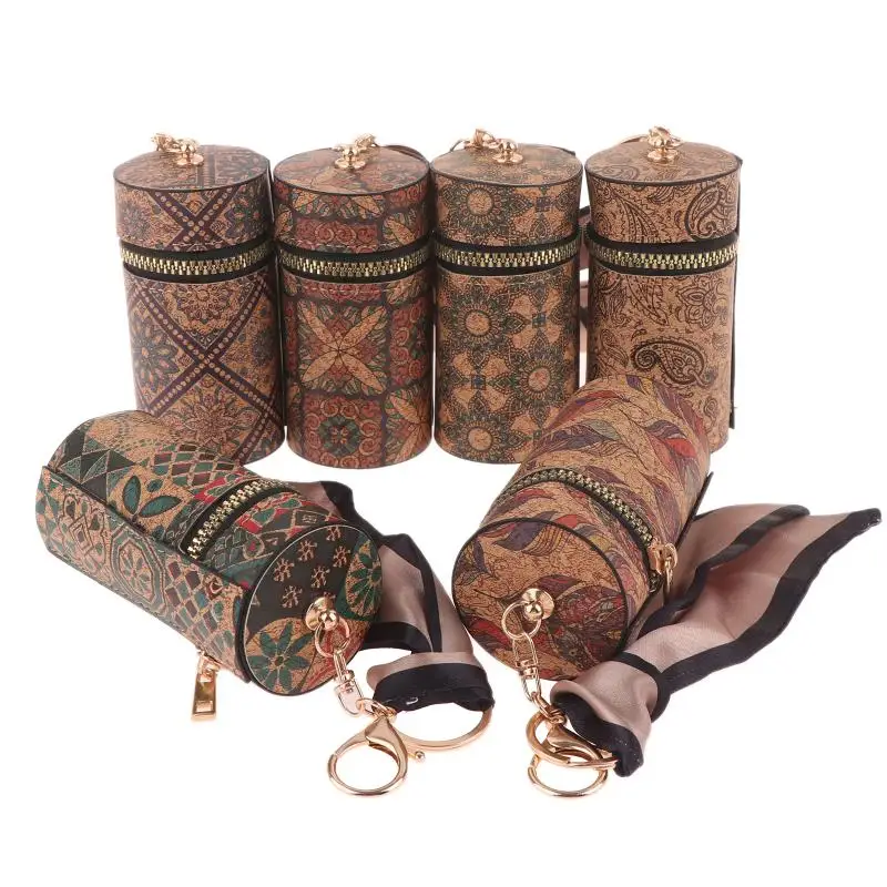 Retro-Print-Münzgeldbörse, tragbare Geldbörse mit Reißverschluss und Schlüsselanhänger, multifunktionale Mini-Aufbewahrungstasche, Lippenstifttasche für Damen, Geschenkidee. – Detail 7
