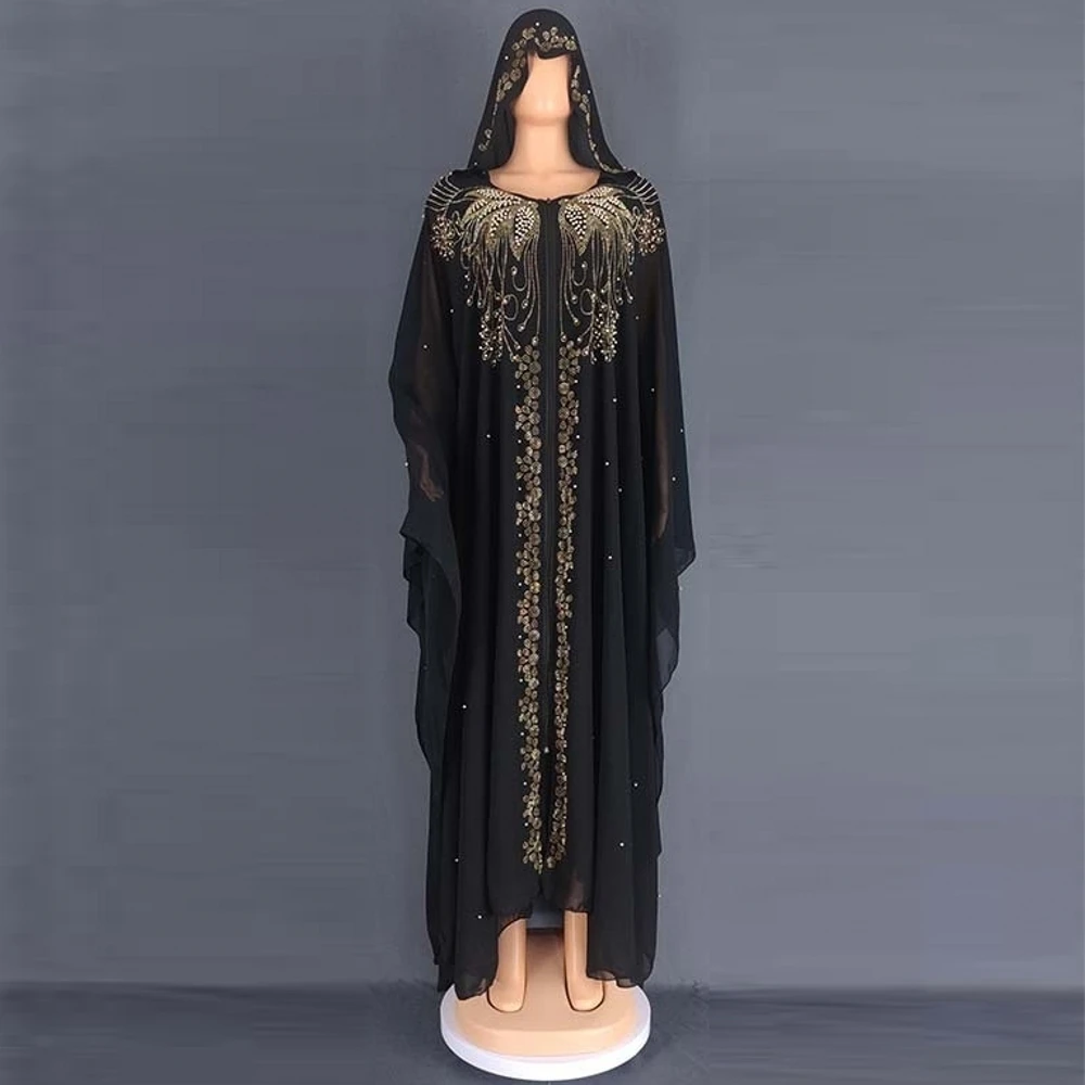 2 Piece Set Abayas For Women Dubai Luxury Chiffon Boubou Muslim Fashion Dress Caftan Marocain Wedding Party Occasions Djellaba