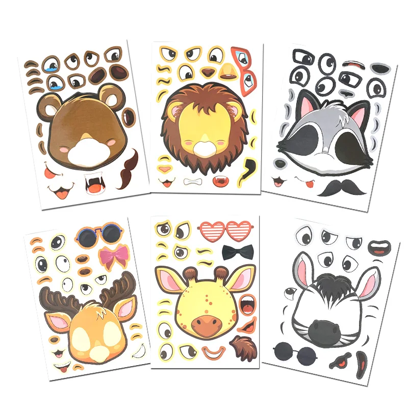 6 Sheets Farm Animals Assembled Sticker Set for Kids