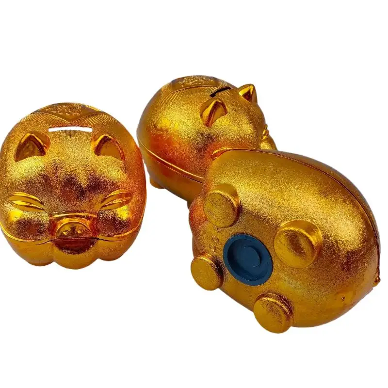 1/2Pcs Desktop Ornament Wealth Attracting Wedding Decoration 6in Large Capacity Golden Piggy Bank Children's Plastic Piggy Bank