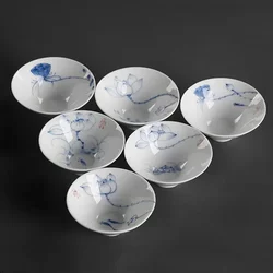 6pcs Chinese Style Blue and White Porcelain Ceramic Tea Set Teacup Hand Painted Teacup Household Master Cup Drinkware Supplies