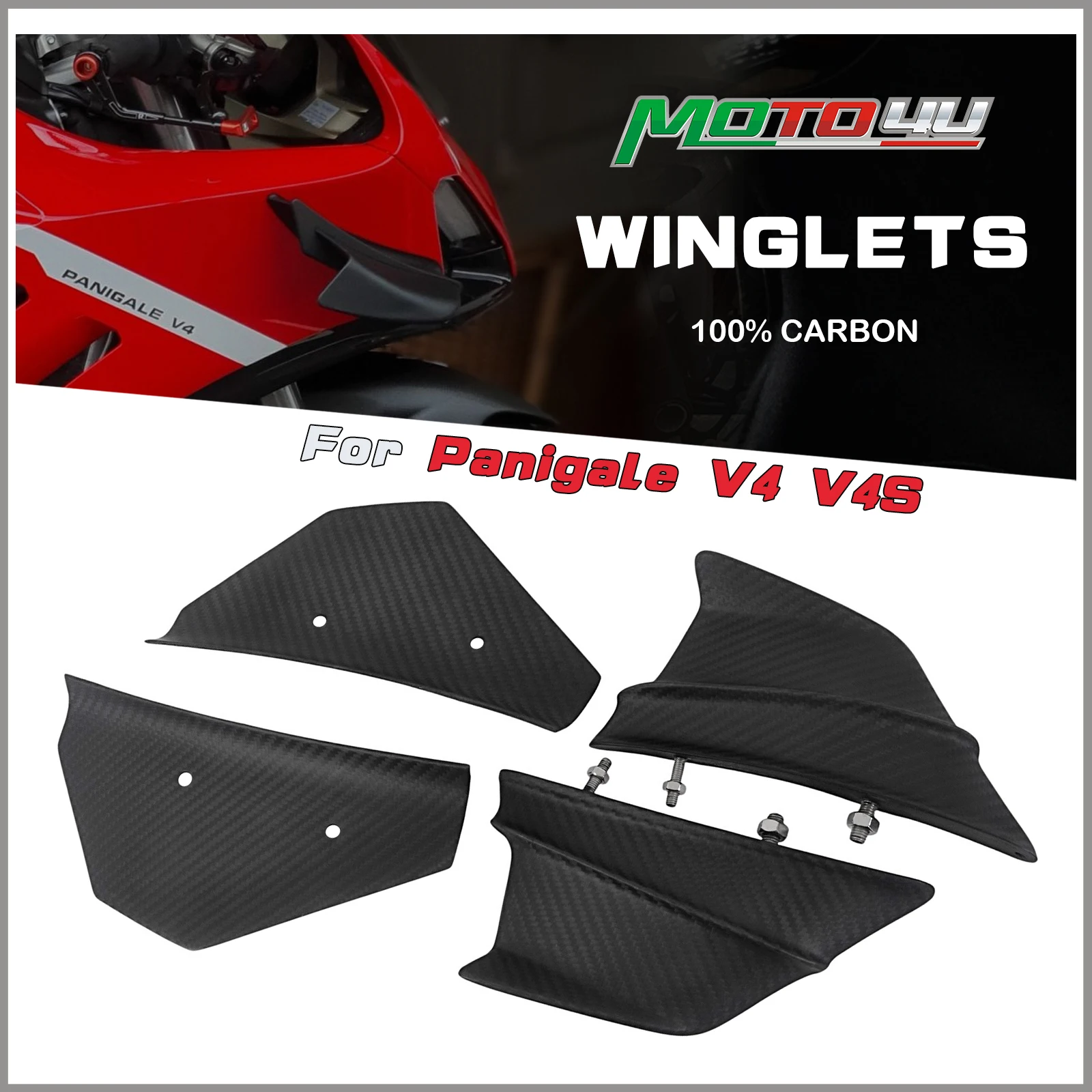 

Для Ducati Panigale V4 V4S 2018-2019 100% углеродное волокно, модифицированные передние крылышки, ветровое крыло