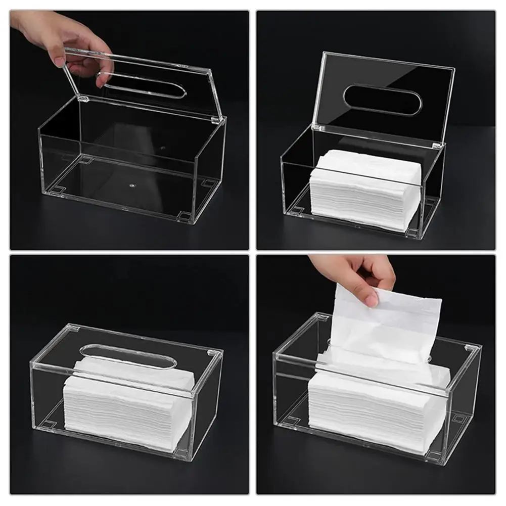 Clear Acrylic Tissue Box Napkin Holder Waterproof Transparent Visible Acrylic Clear Napkin Paper Storage Box Home Organizer Case