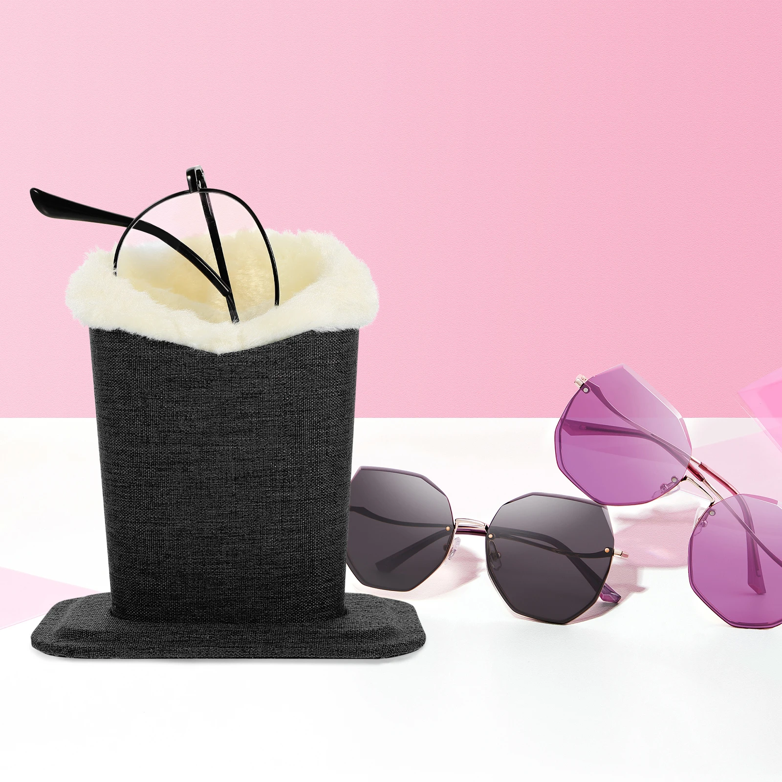 

Eyeglass Holder Lined Stand for Frame Display Office Modern Rack Storage Desktop Accessory Organizer Glasses Sunglasses