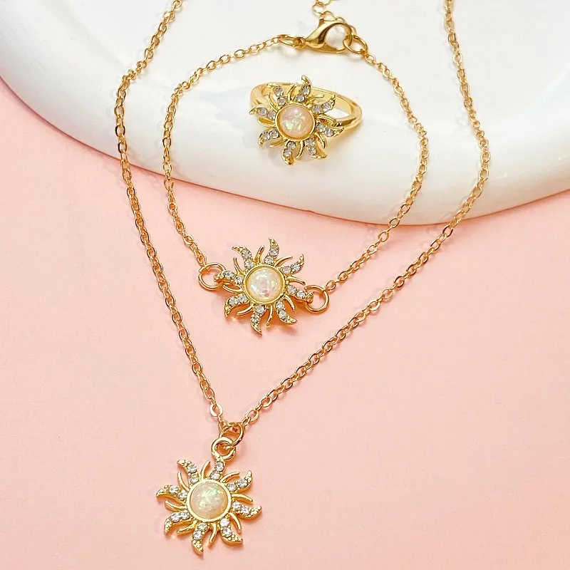 Collar de dopamina Barbie Vintage, accesorios de collar de ópalo, pulsera de aretes con microincrustaciones de Instagram, conjunto de tres piezas, nuevo