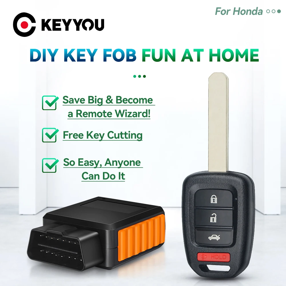 KEYYOU Program Remote Key For Honda CR-V 2014-2016 Accord 2013-2015 Civic Sedan Crosstour Fit Fob OBD Key Programmer Tool