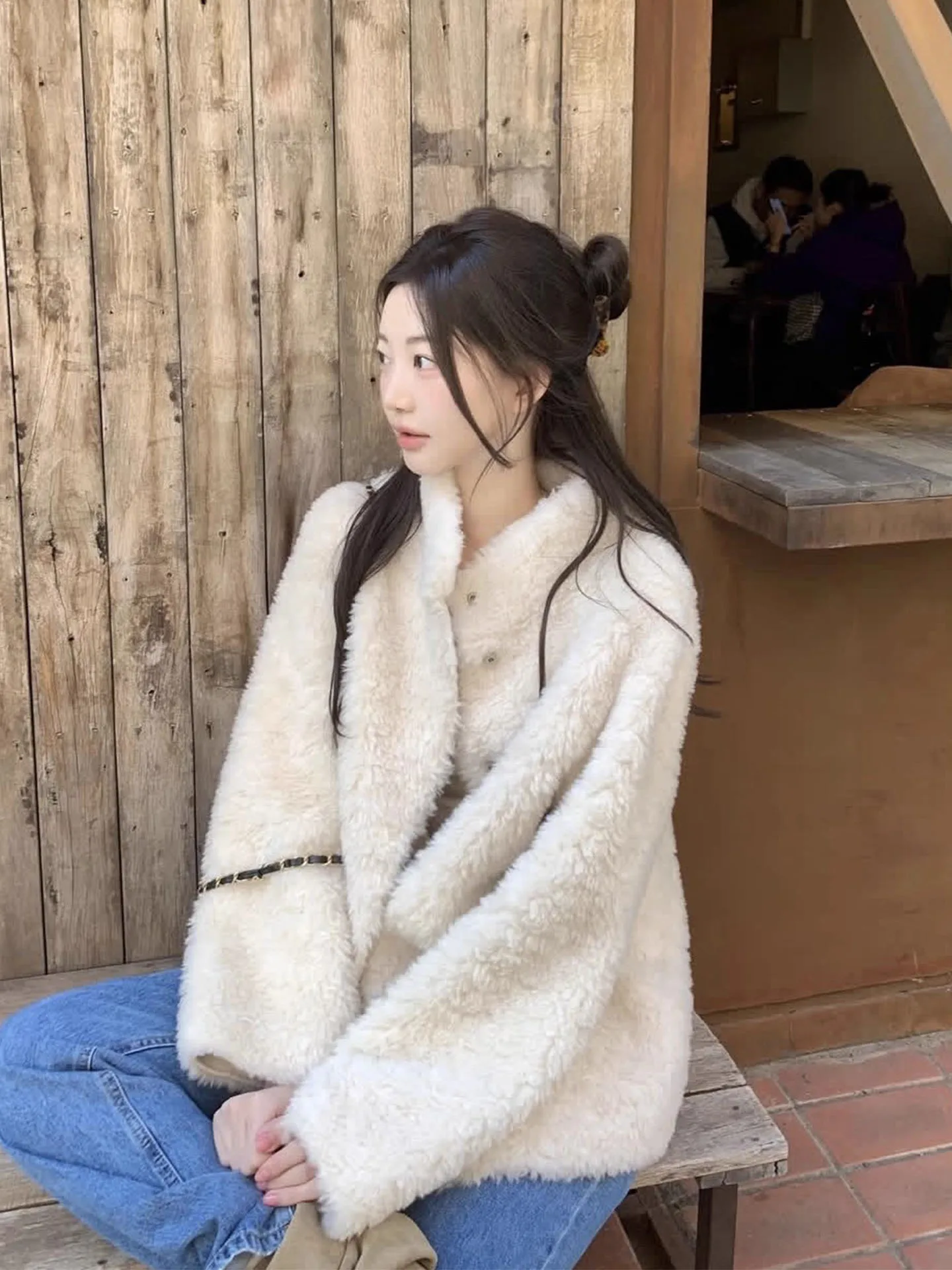 معطف نسائي فضفاض بياقة واقفة من فراء الضأن والرياح الناعمة معطف شتوي جديد مريح من القطن ملابس خارجية طويلة Sve #3