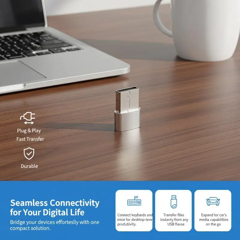 OTG USB to Type C Converter Wide Compatibility High Speed Data Transfer for Computer Laptop Smartphone 1 Piece