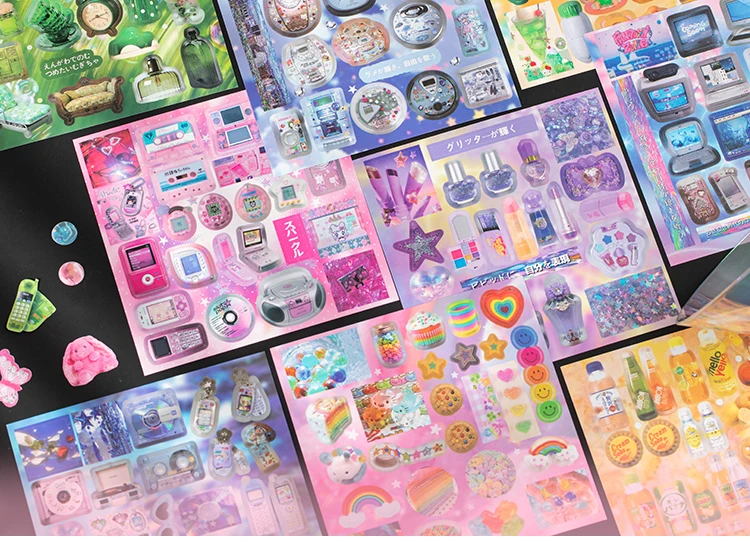 20/30 Blatt Kawaii Ins Cyber Illusion & Vintage Starlight Ausgestanzte Aufkleber DIY Scrapbooking Deko Journal Schreibwaren Sticker – Detail 4