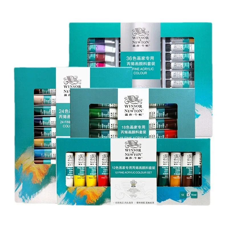 Winsor & newton-プロのアクリル顔料セット,高品質,芸術的なアーティストのための画材,10ml, 12 18 24 36色