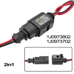 1J0973802 & 1J0973702 2 PIN 2-way Sensor Connector Plug Repair Kit Male Female Harness Prewired For VW AUDI SEAT SKODA