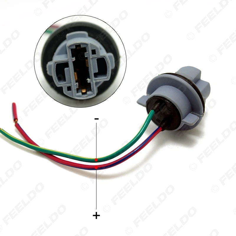 FEELDO 2pcs/set Car LED Bulb Light 7440/7441/1881 Male & Female Socket Plug With 2-wire Extended Wire Connector #5969