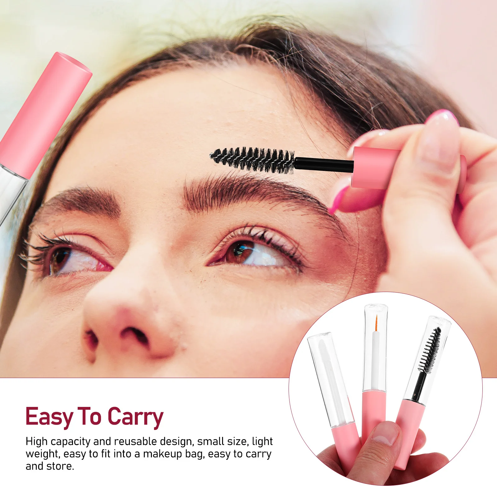 6Pcs Reusable Empty Eyelash Tubes Mascara Containers with Wand Refillable Travel Bottles for Makeup Application
