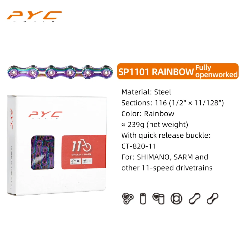 PYC Fietsketting Chroom Harden & Mushroom Pin Klinktechnologie voor Shimano, SARM, 10 11 12 Speed Aandrijflijnen Fietsen Onderdeel