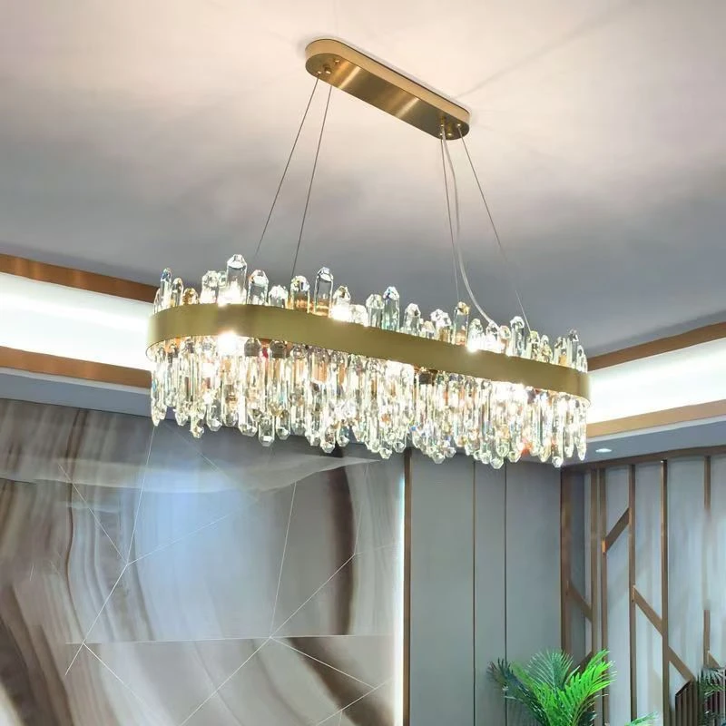 الحديثة التصميم الإبداعي الذهب الأسود الفاخرة كريستال الثريا إضاءة داخلية مصباح معلق الديكور لغرفة الطعام غرفة المعيشة #6