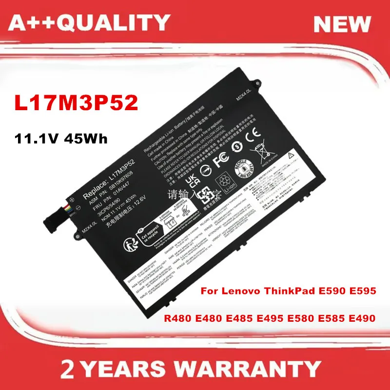 

L17M3P52 11.1V 45Wh Battery for Thinkpad E480 E485 E580 E585 E490 E495 E590 E595 R480 R580 E41-50 E41-55 L17L3P51 L17C3P51