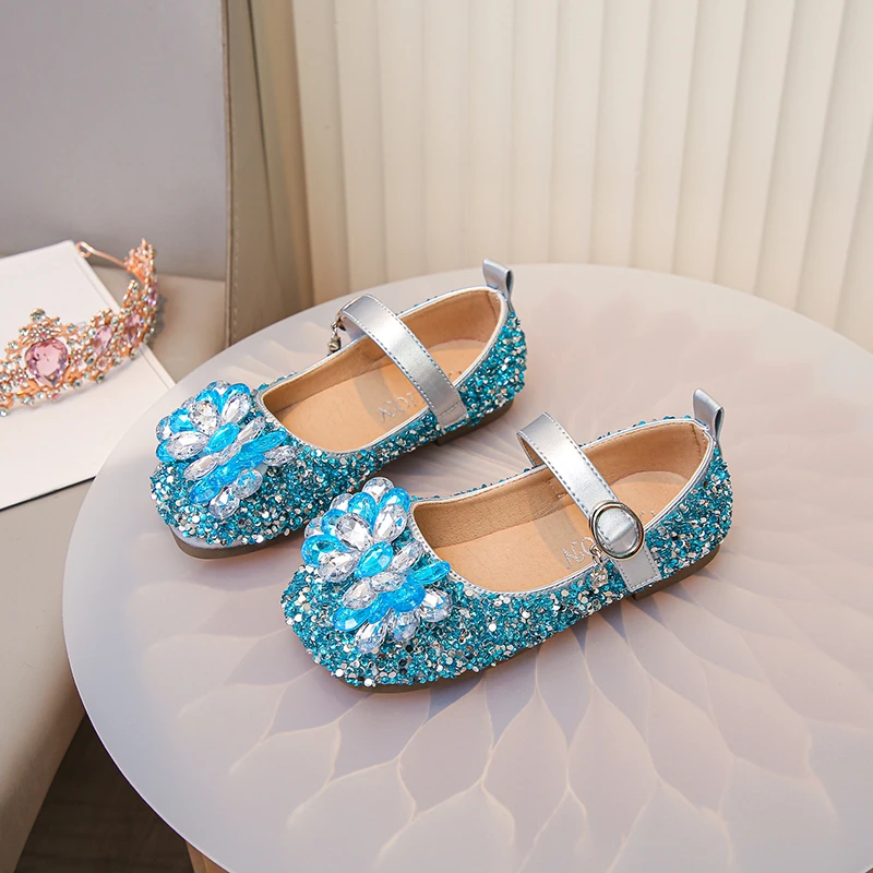 Picture 6: Girls Princess Shoes Fall 2026 kid's Glitter Crystal Dress Shoes Stylish Mary Janes Toddlers & Big Kids Dazzling glitter Flats