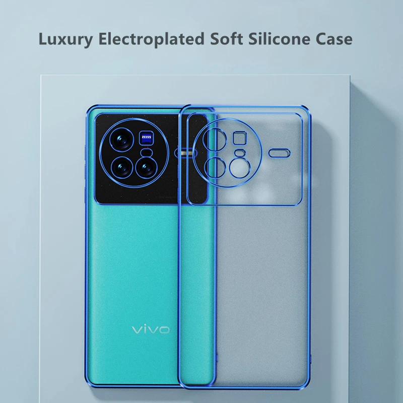 For Vivo X80 Pro Case Stylish Matte Transparent Phone Cover For Vivo X80 Case Luxury Plating Soft Silicone Shockproof Bumper 5G