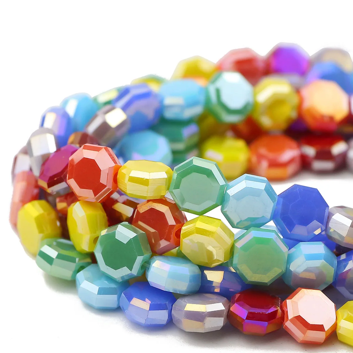Radförmige Kristallperlen, flach, rund, Glas, lose Distanzperlen, 51 Stück, 8 mm, für Schmuckherstellung, DIY-Armbänder, Halsketten, Zubehör