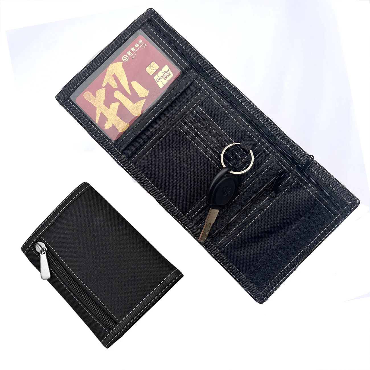 Men's Oxford Cloth Velcro Wallet Fashion Leisure Multi-position 3 Fold Purse Male Wear-resistant Coin Pocket Purse for Daily Use