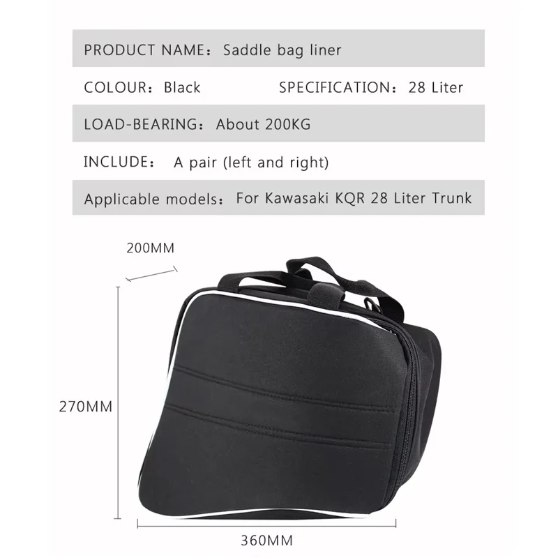 For KAWASAKI Ninja 1000 H2 / Versys 650 1000 Motorcycle Luggage Bags Expandable Inner Bags Black Trunk Inner Bag