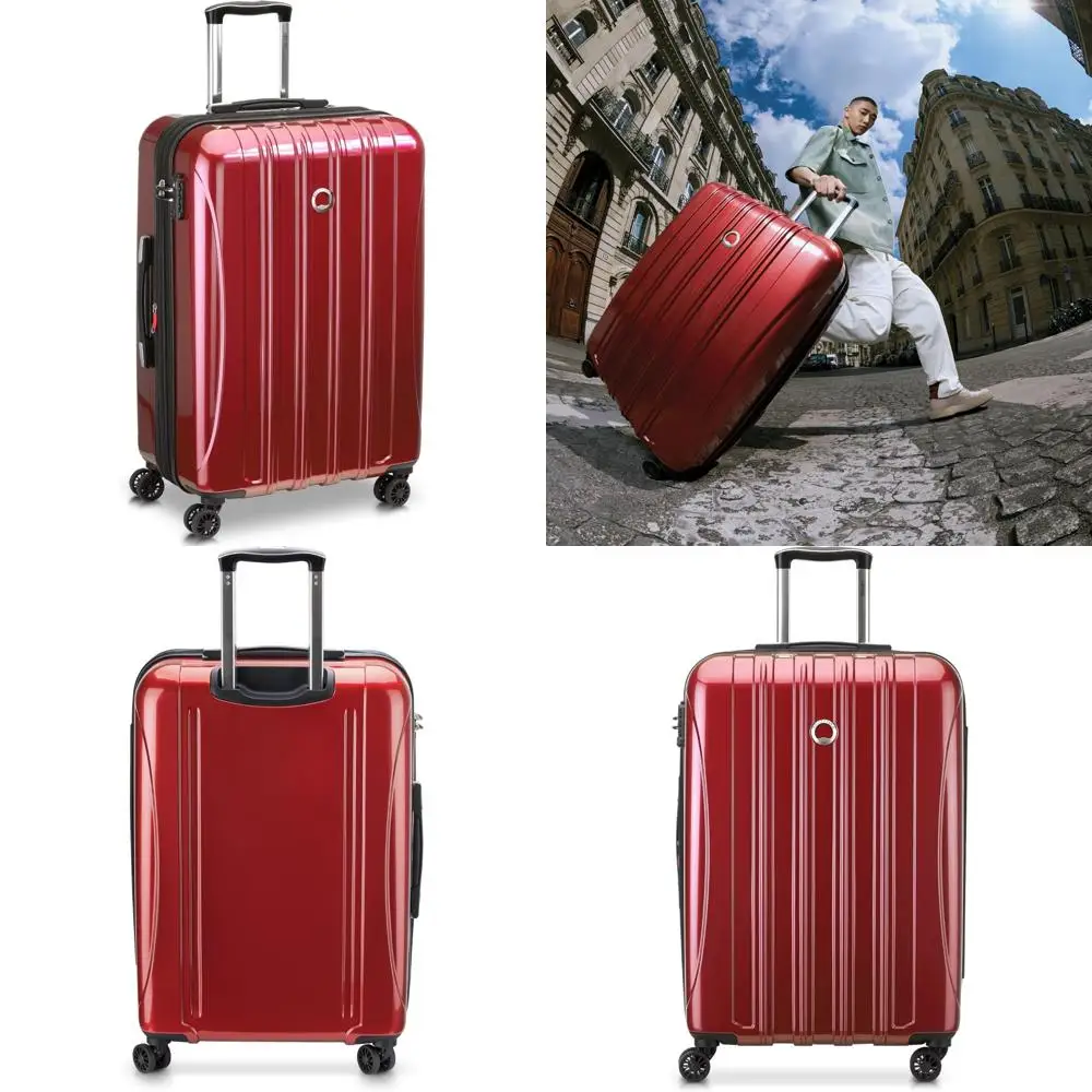 Equipaje giratorio rígido expandible mediano de 24 pulgadas con diseño Aero en rojo ladrillo, ideal para viajar
