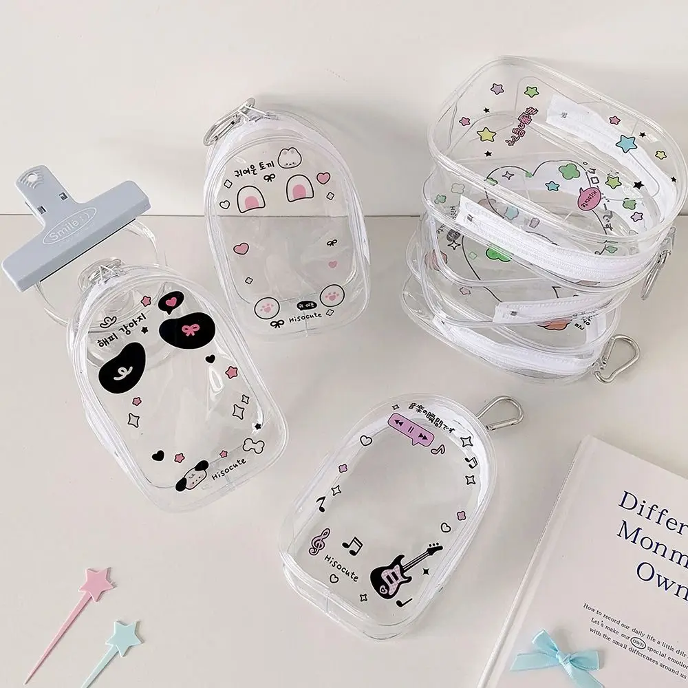 2Pcs With Keychain Storage Bag Protector Waterproof Protective PVC Shell Cartoon Pattern Hanging Pouch Transparent Case