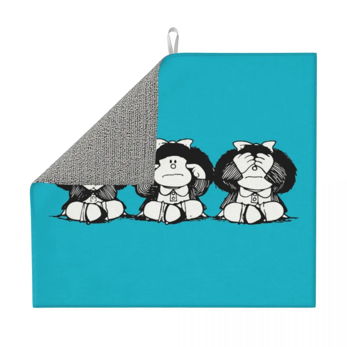 Humor Mafalda Dish Drying Mat for Kitchen Super Absorbent Quick Dry Microfiber Cartoon Manga Quino Dishes Drainer Pads