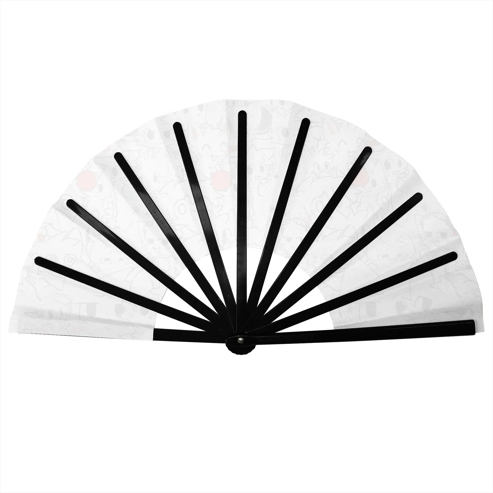 Boykisser Silly Cat Folding Hand Fan  Personalized Anime Polyester Fabric Fan Cool Summer Accessory Decorative Fans
