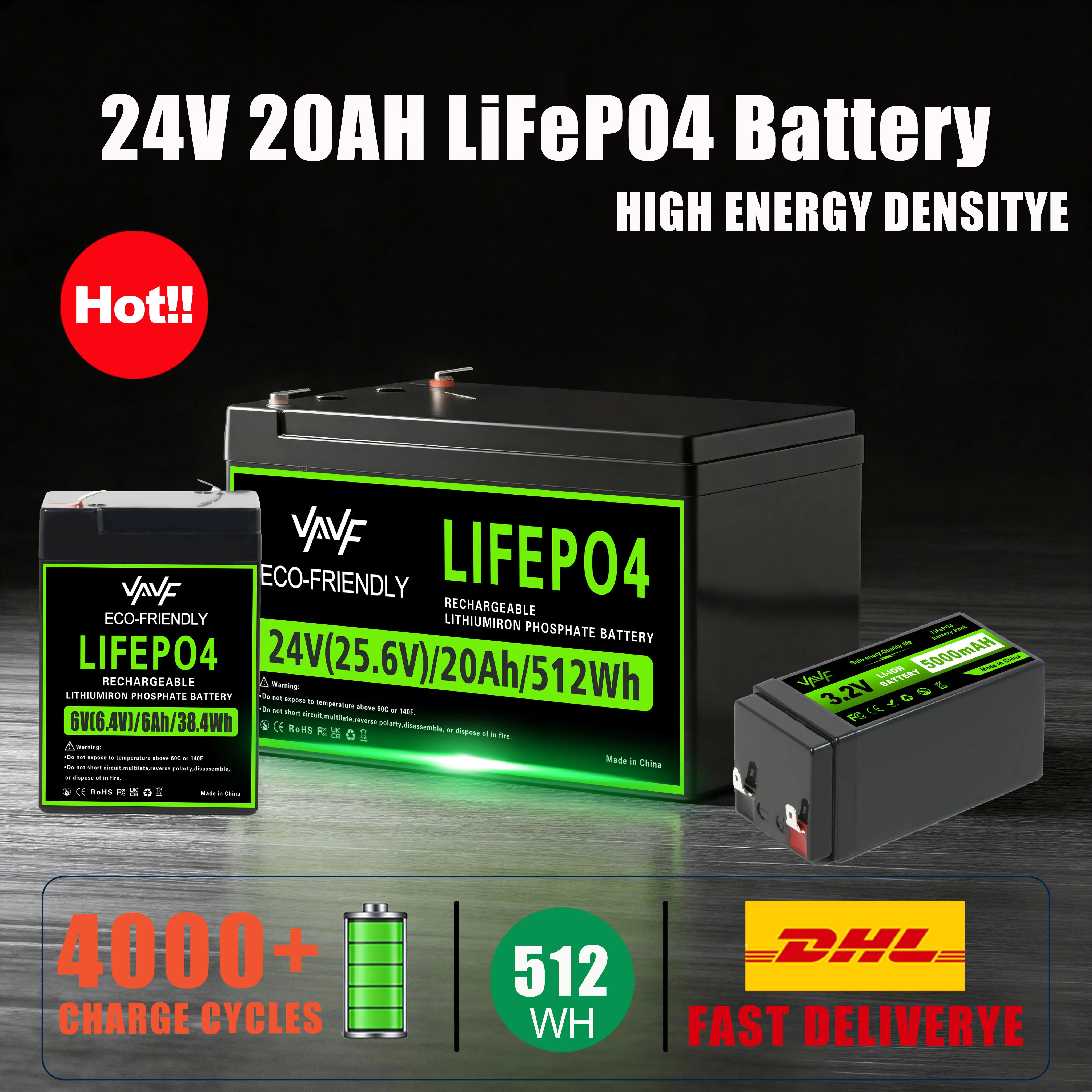 

LiFePO4 24V 20000mAh Battery Integrated BMS,4000+Cycles,Designed for ️Solar Storage,Campers, Boats & Off-Grid Living Spaces