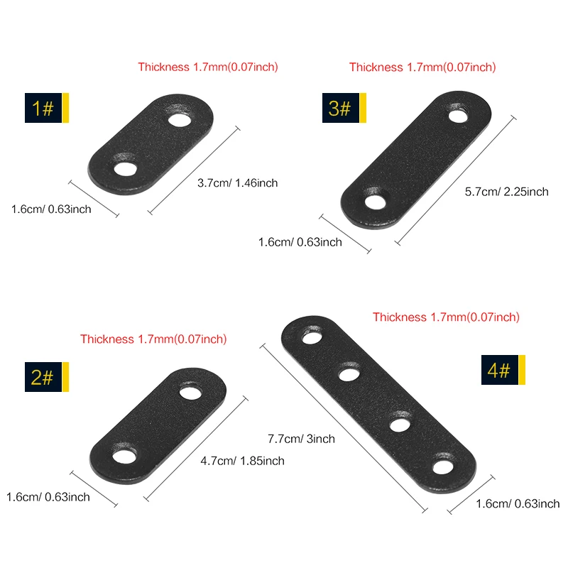 Plaque Plate et Droite en Métal pour Réparation, Lot de 2, 4 ou 10 Pièces