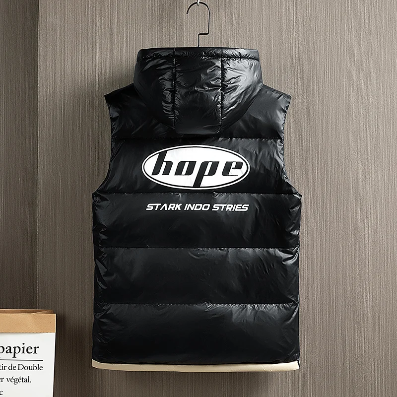 White Duck Down Men Jacket Thicken Coat Outdoor Causal Sleeveless Fashion Male Hoodies Vest Winter Padded Zipper Solid Waistcoat