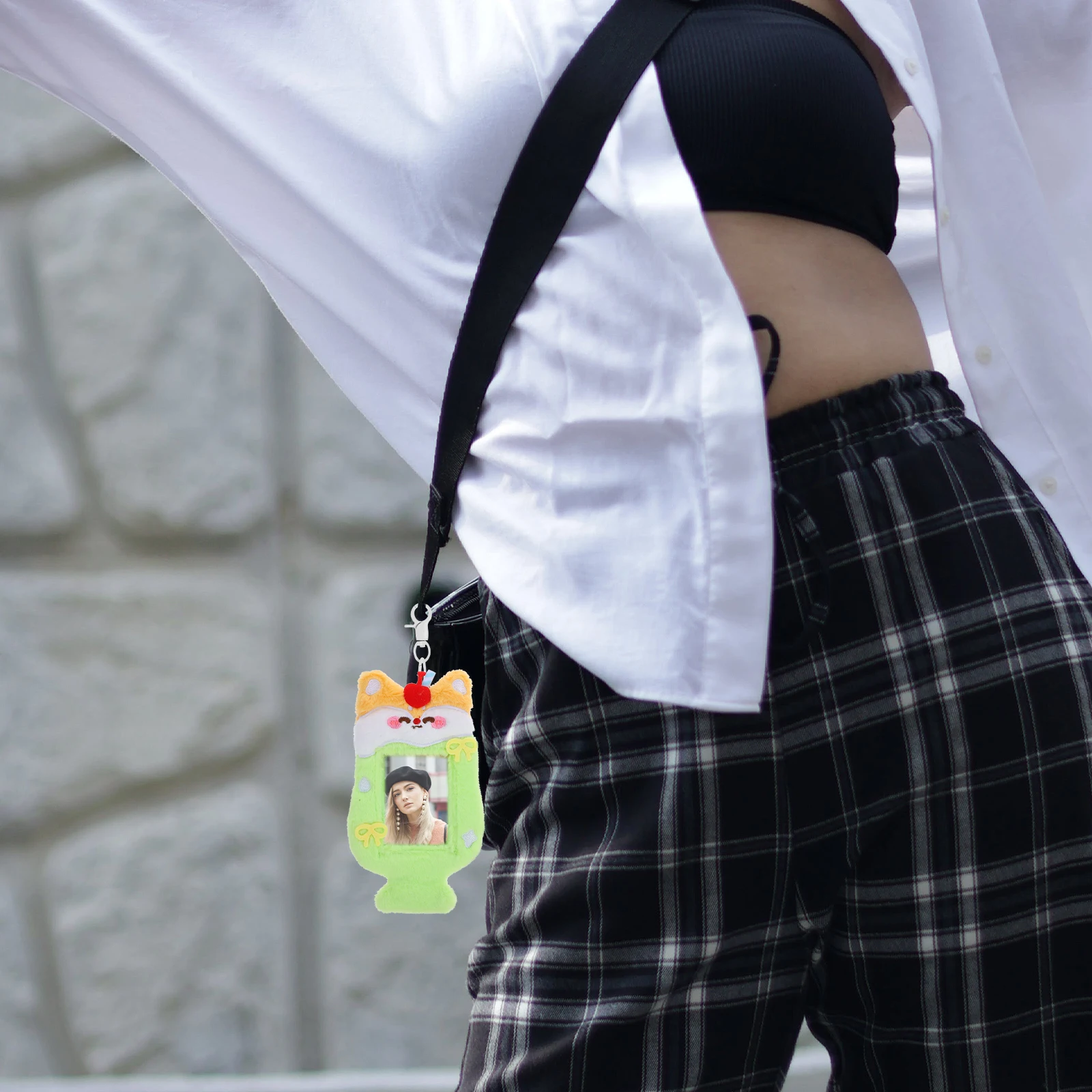 

Cute Photocard Keychain Kpop Cartoon Id Sleeve Badge Case Transparent Window Portable Lanyard Accessory For Students