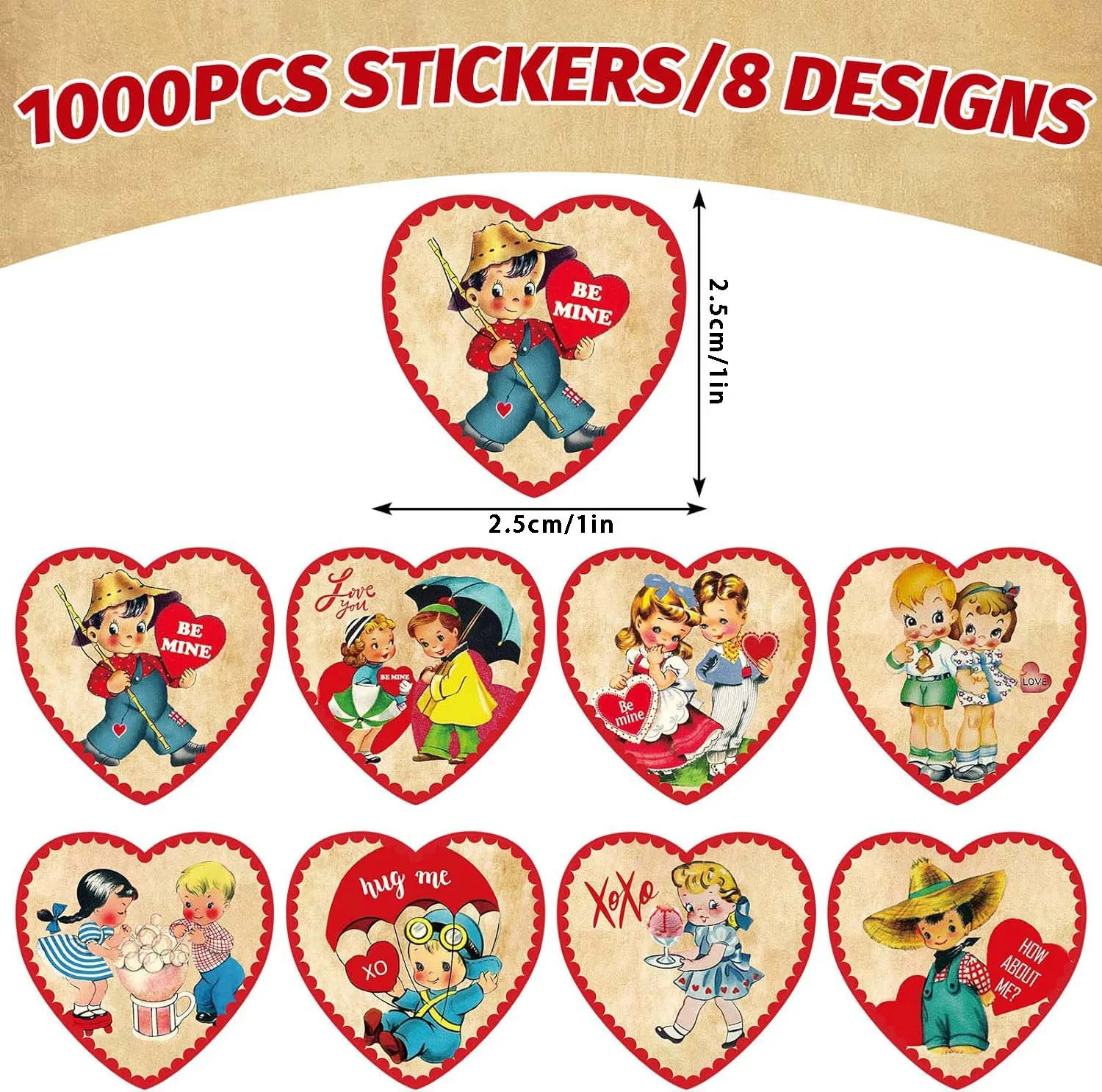 50-500pcs, 8 patterns, love Valentine's Day stickers, sealing stickers, gift decorations, sticker labels, 1-inch