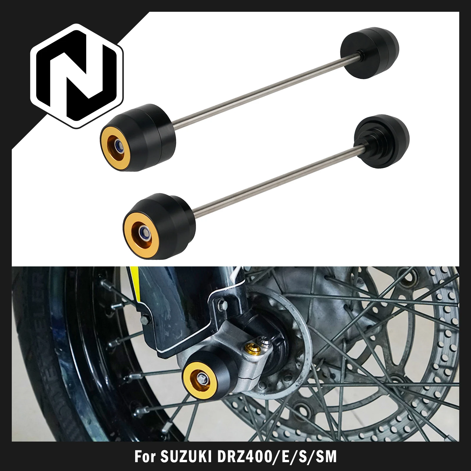 

Front Rear Axle Slider For Suzuki DRZ400SM 2005-2021 DRZ400 DRZ400E DRZ400S 2000-2021 DR-Z 400 E S SM Falling Crash Pad Protect
