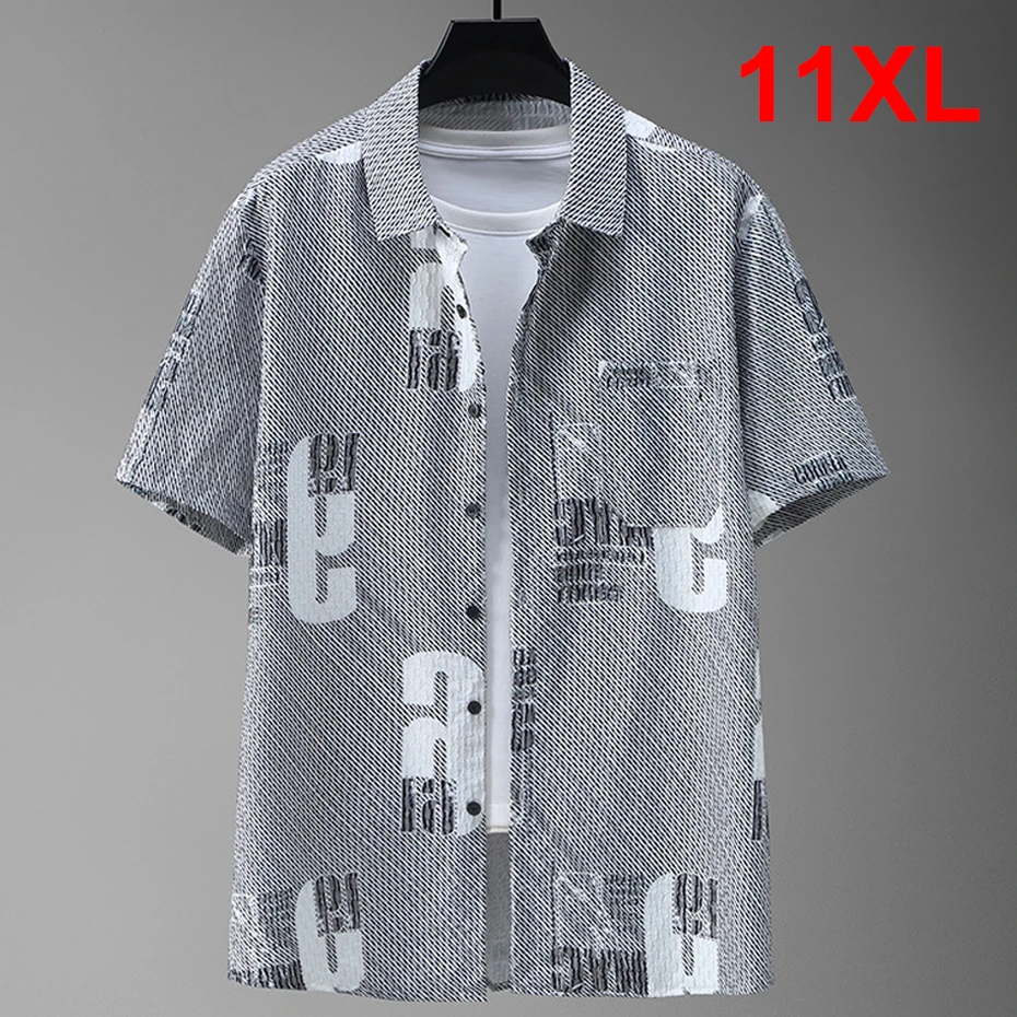 

2024 New Summer Shirt Men Plus Size 10XL 11XL Hawaiian Shirts Casual Fashion Short Sleeve Shirt Male Big Size 10XL