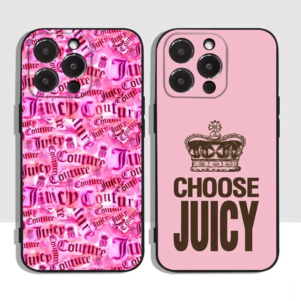 Phone Case For iPhone 16,15,14,13,12,11,Plus,Pro Max,XS,X,XR,SE,Mini,8,7 Soft J-Juicy C- Couture Silicone Black Cover