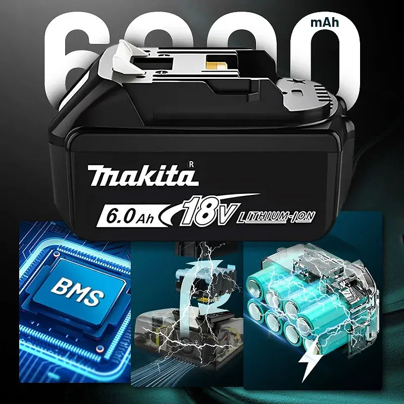 

100% original Makita 18V 6.0Ah Rechargeable Battery ,For Makita BL1830 BL1830B BL1840 BL1840B BL1850 BL1850B Power Tools Battery