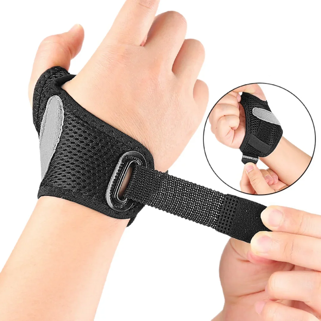 1pcs Adjustable Thumb Wrist Guard Thumb Support Wrist Brace Wrap Thumb Splint with Moldable Aluminum Plate Support for Sports