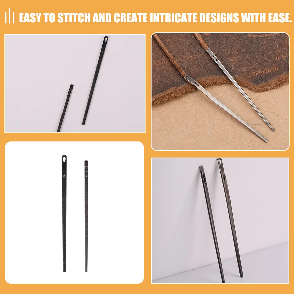 

2Pcs Needle Set Steel Leathercraft Sewing Needles for Single Double Hole Stitching Hand Sewing Tools Needle
