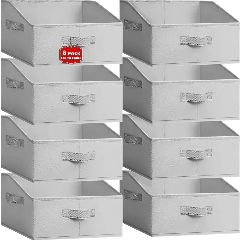 

Extra Large Closet Organizers Bins 8 Pack - Blanket Basket for Organizing/Home Clothes Storage Bins for Jeans/Toy Organizers for