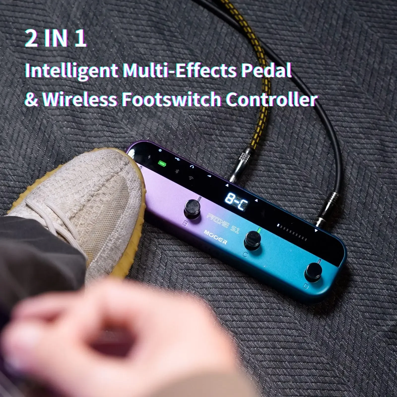 MOOER Guitar Pedal Prime S1 Effectors with 128 Guitar Effects Drum Machine Tuner LOOPER Support Bluetooth Built-in Bat