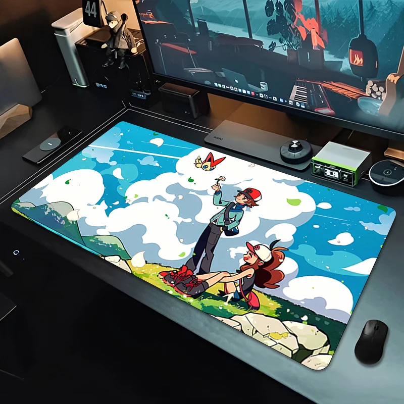 

Big Mouse Pad kawaii Pikachu Game Computer Keyboard Pad Anime Pokemon Gaming Accessories Extended Mat Table Lock Edge Mousepad