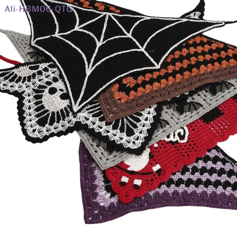 NEW Knitted Cotton Halloween Bat Head Scarf Hat Triangle Scarf Skull Headband Women Girls All Saints Day Gift